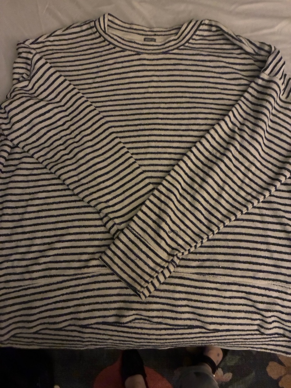 aerie Cream and Black Striped Cowl Sweater